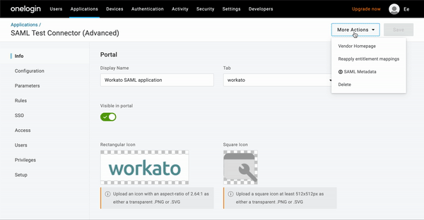 OneLogin metadata URL
