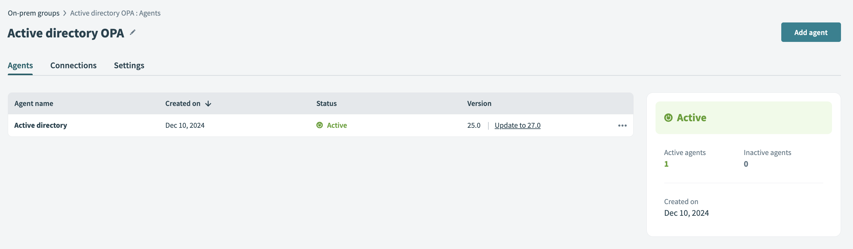 Enable on-prem agent