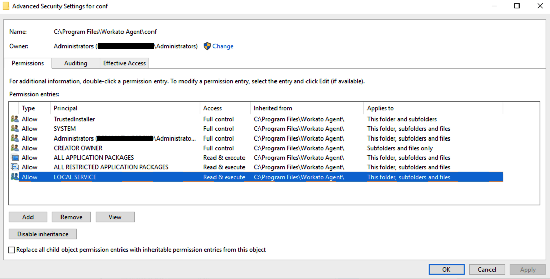 OPA conf directory permissions