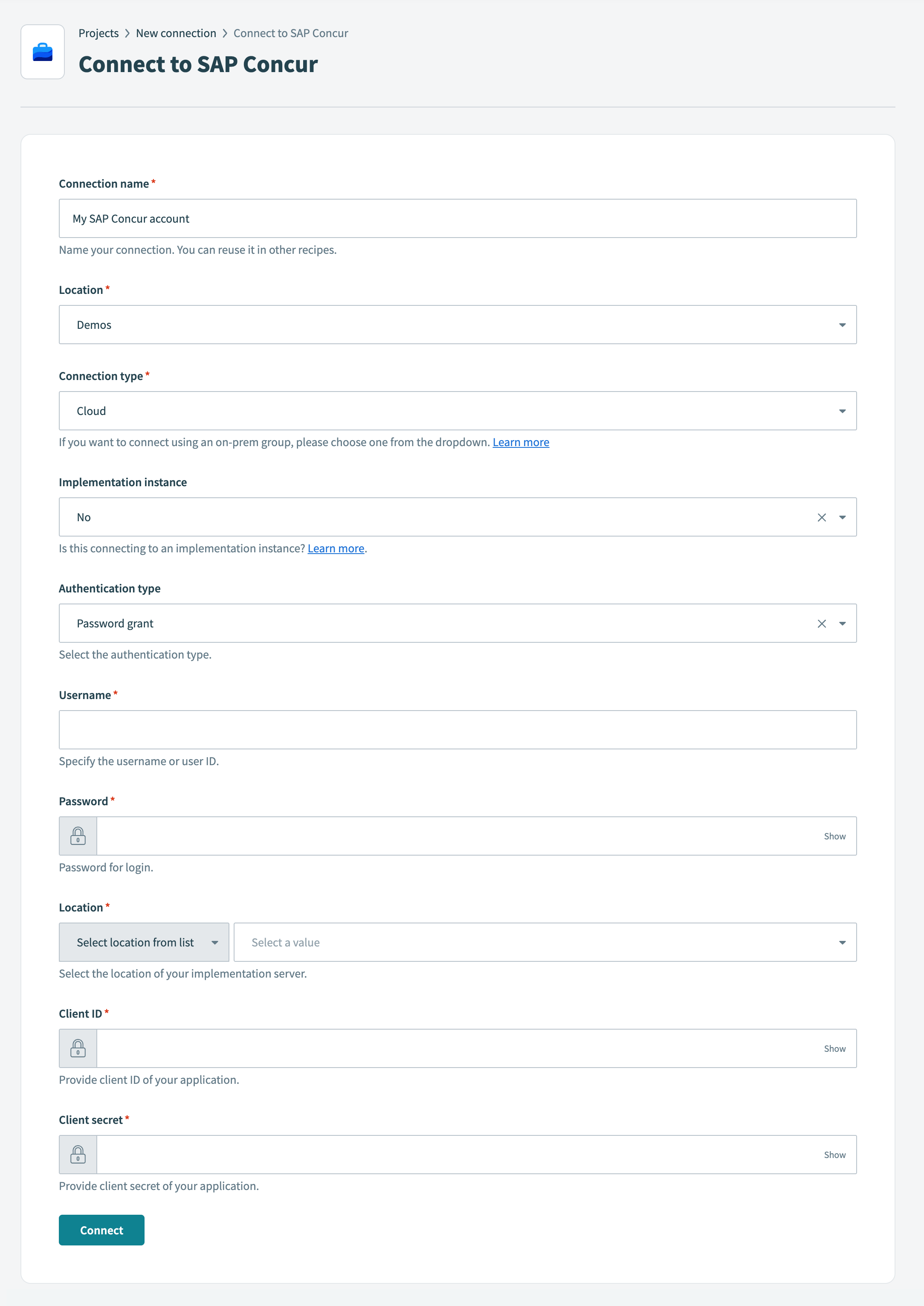 Connect to SAP Concur