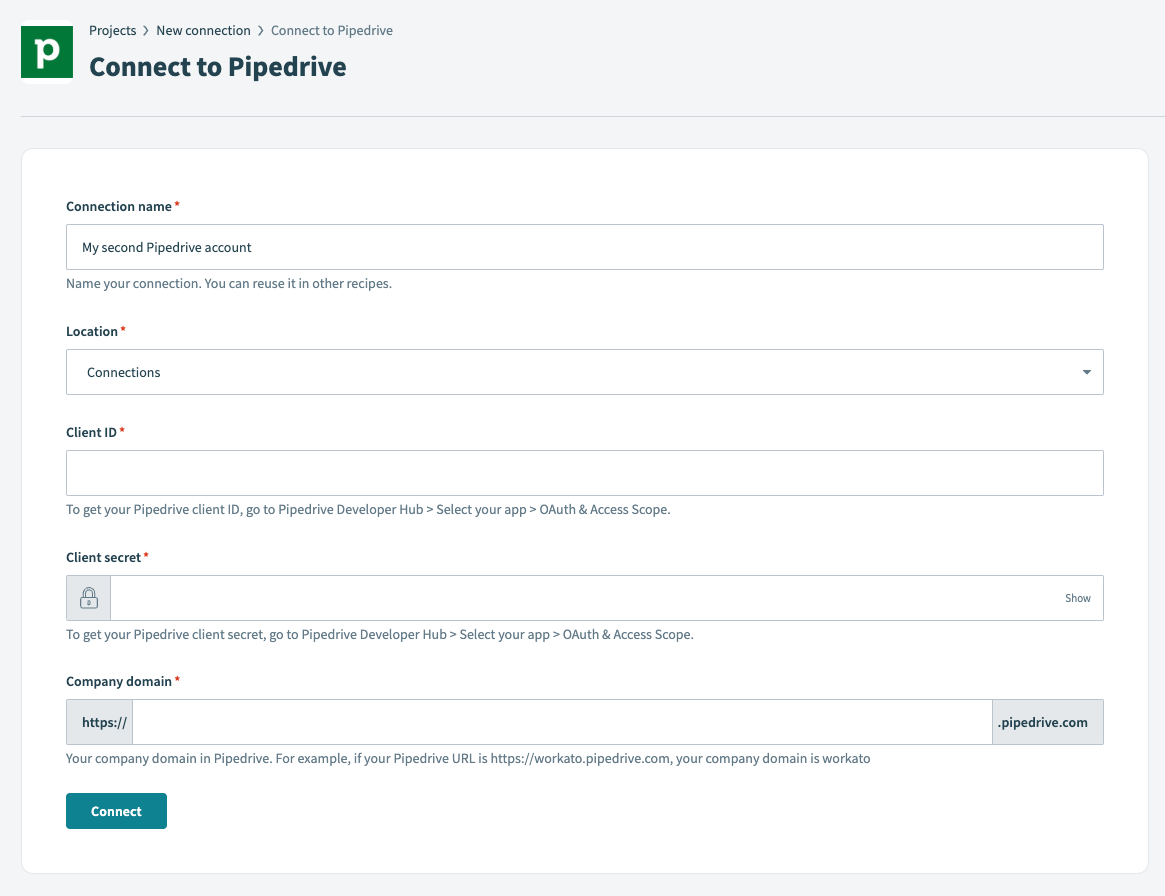 Pipedrive Connection