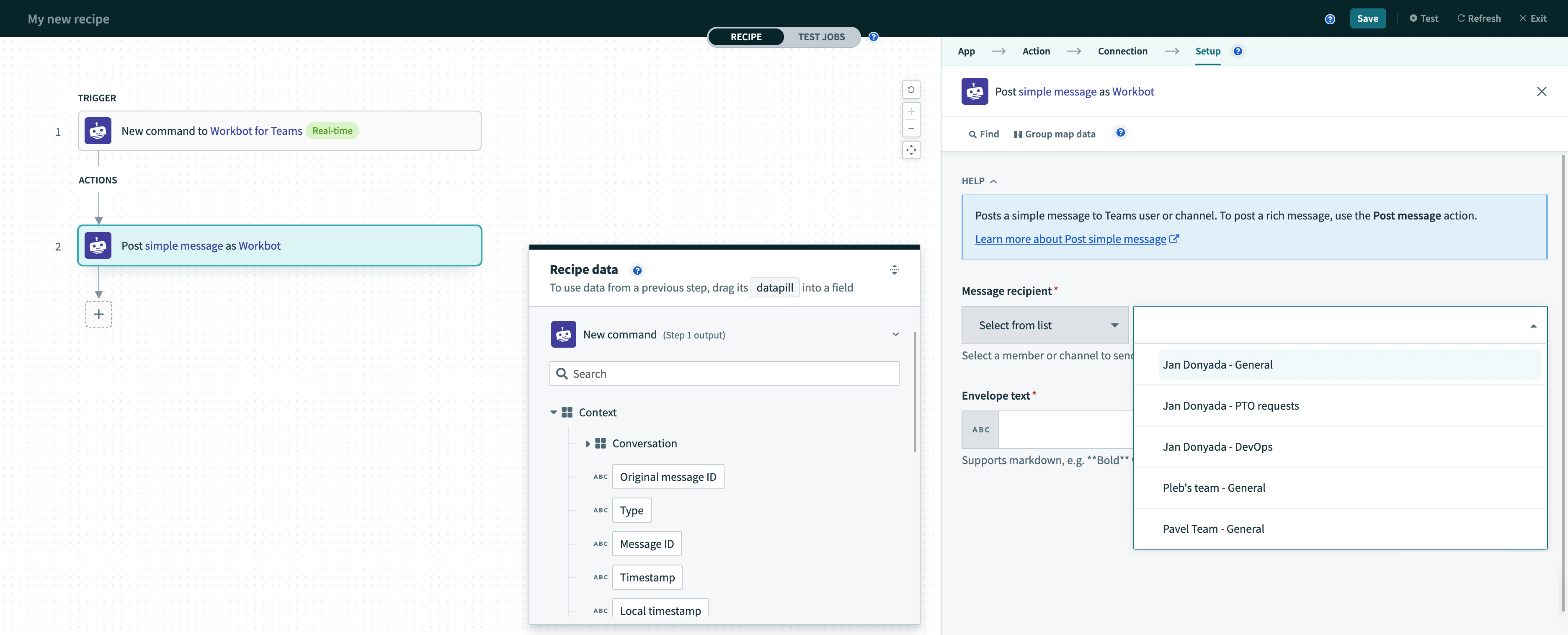 Post message to channel