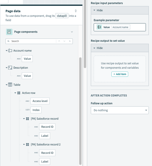 Recipe input parameters