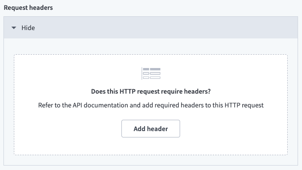 The Request headers section