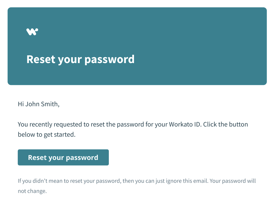 Reset password email