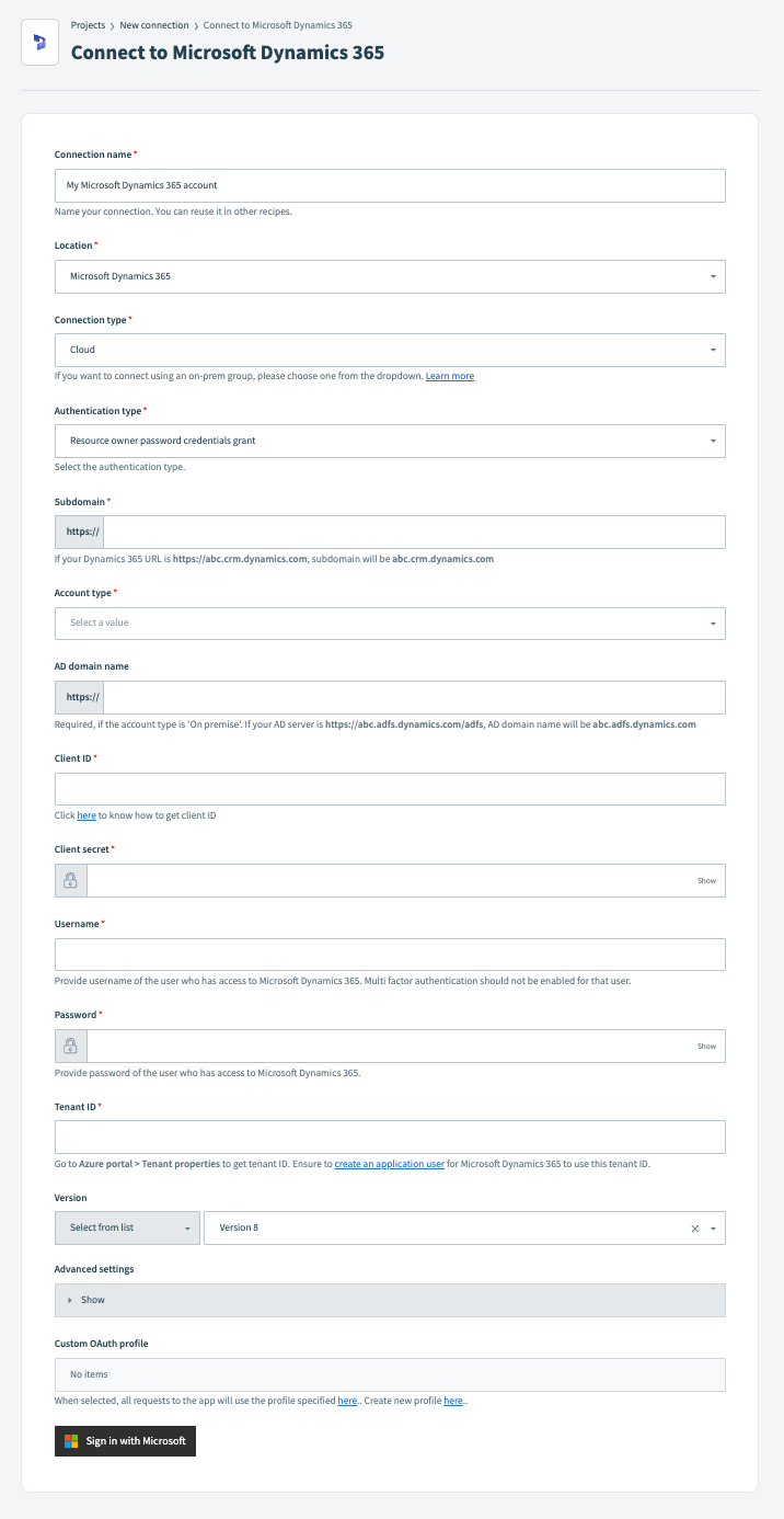 Connect to Microsoft Dynamics 365