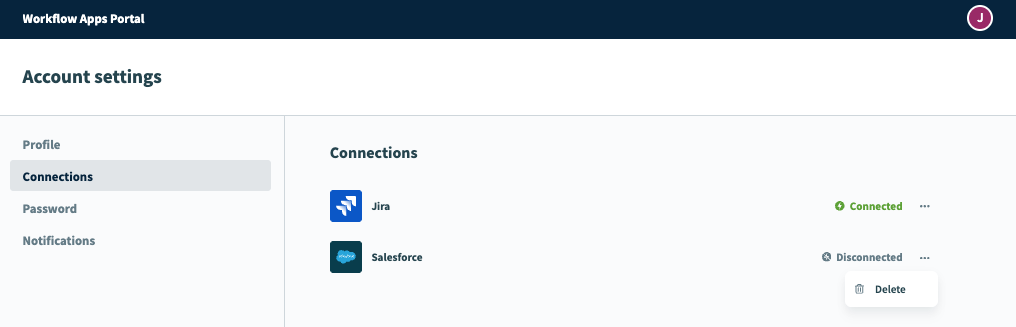 Delete a personal connection