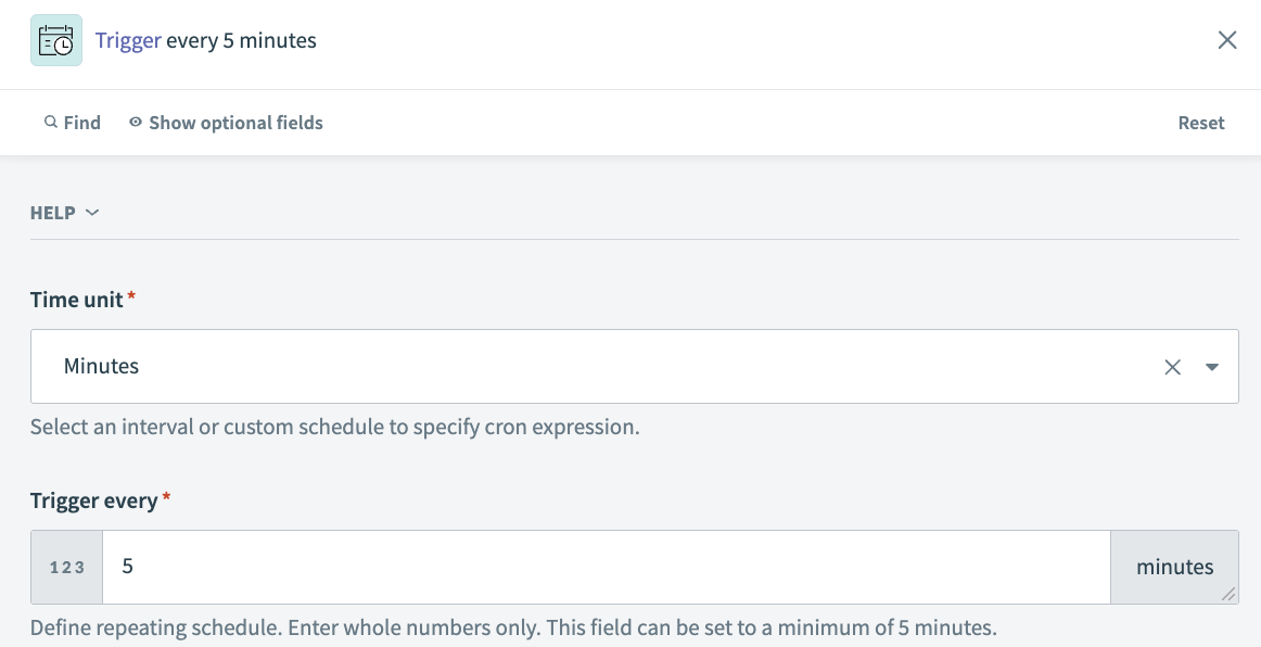 Scheduler by Workato trigger configuration