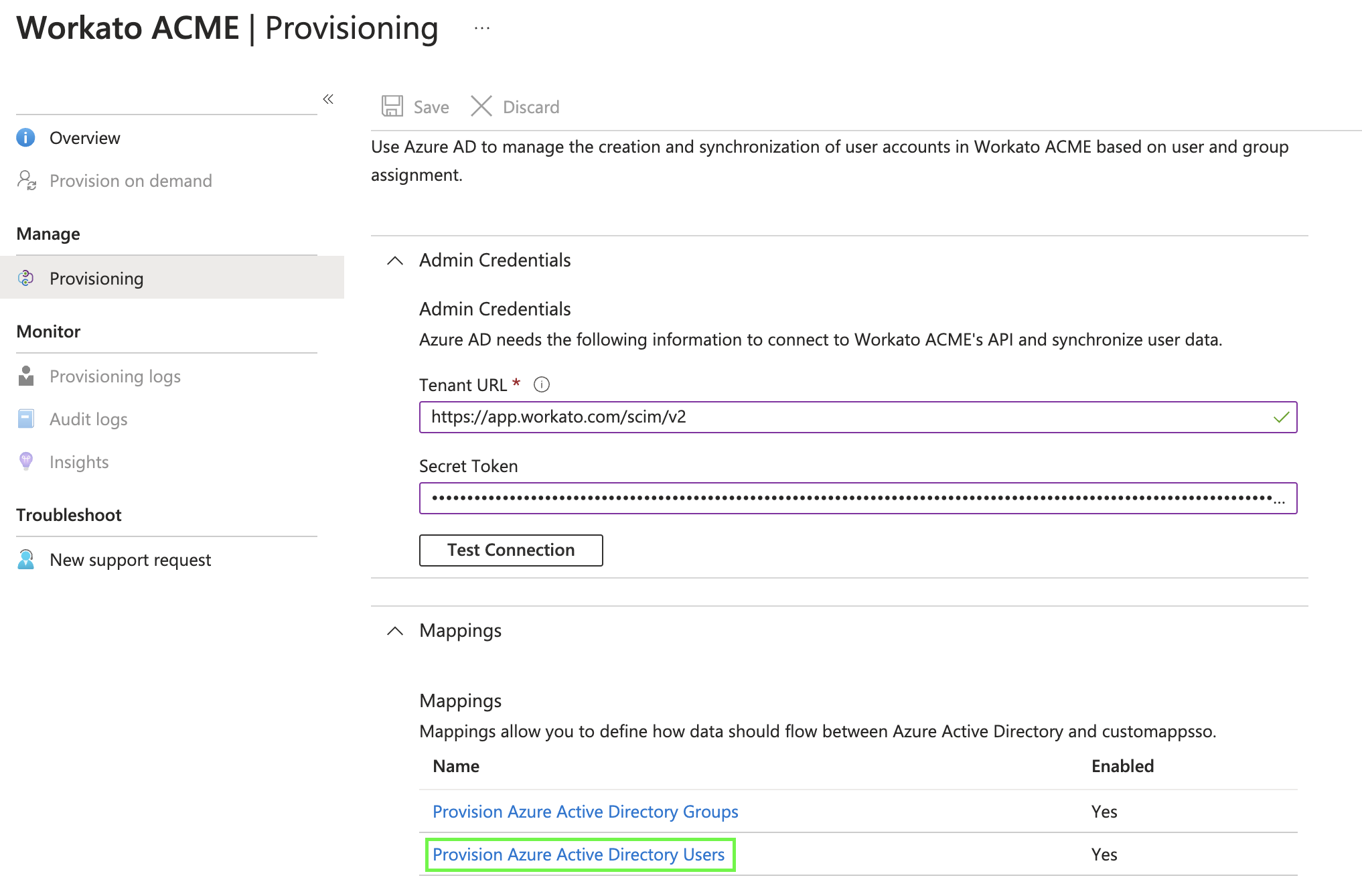 Provision Microsoft Entra ID Users setting