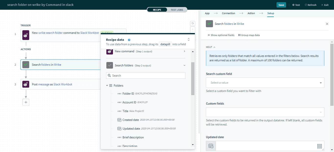 Search folder アクション
