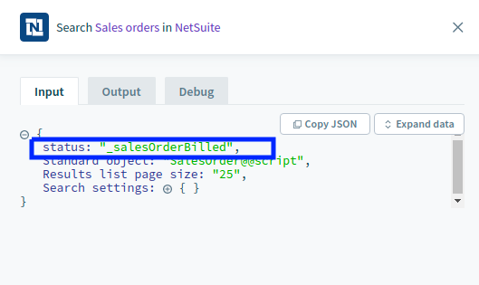Enum value used in input