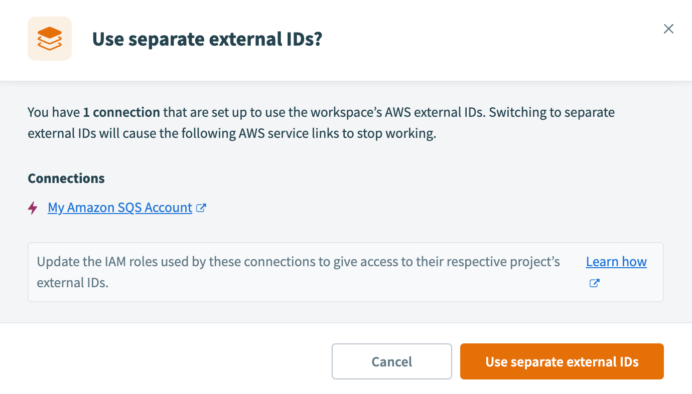 Confirm separate external IDs