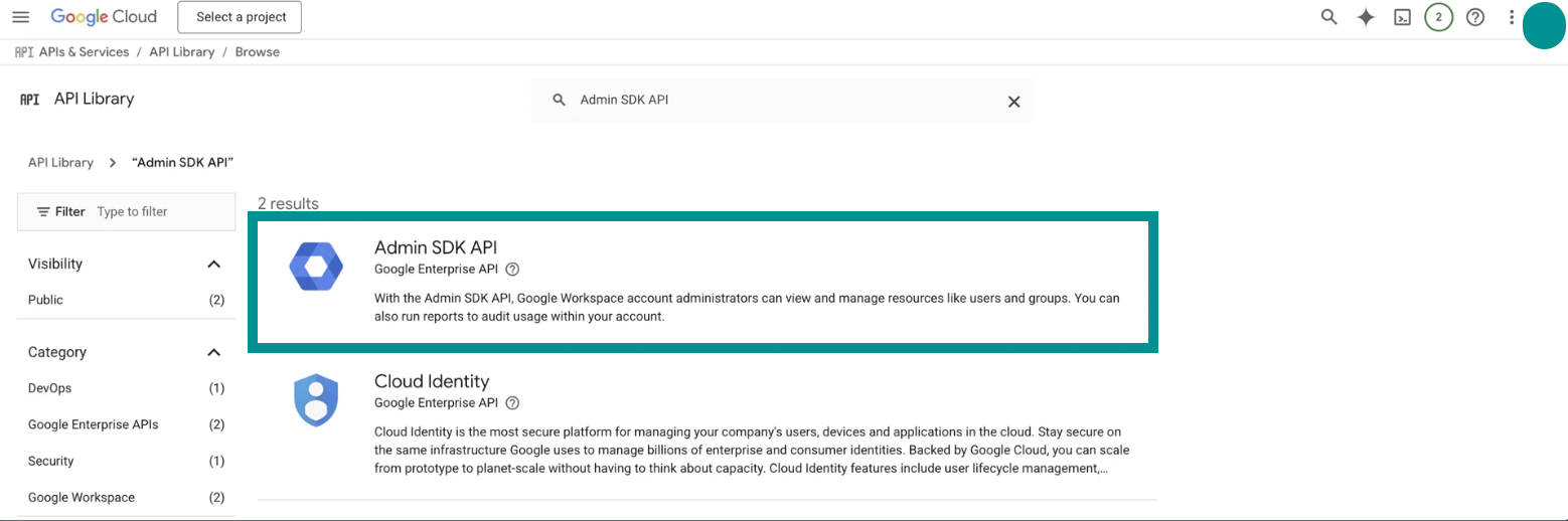 Select Admin SDK API