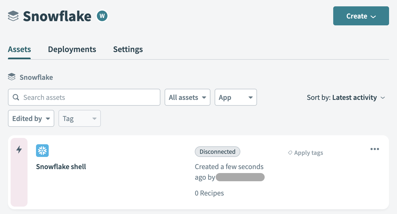 Select the shell connection