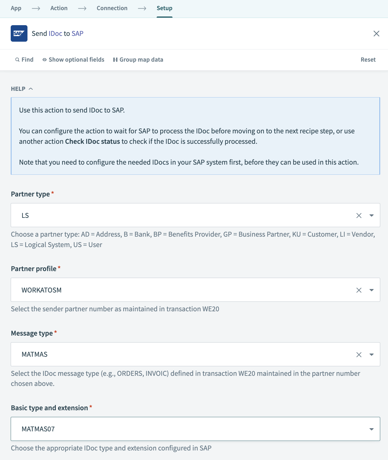 IDoc advanced picklist