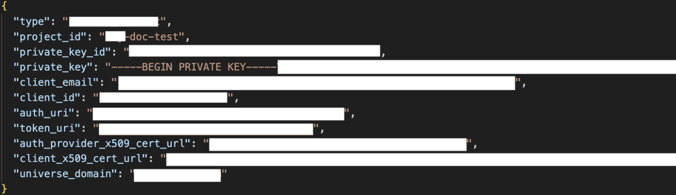 Service account JSON