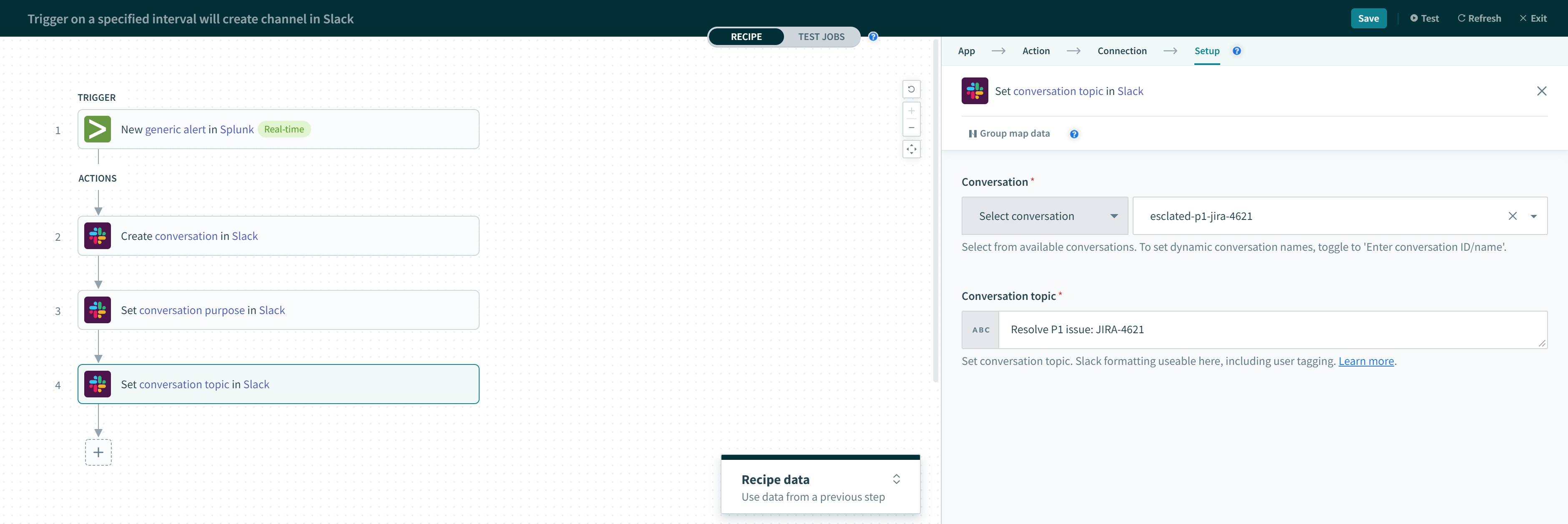 会話のトピックの設定