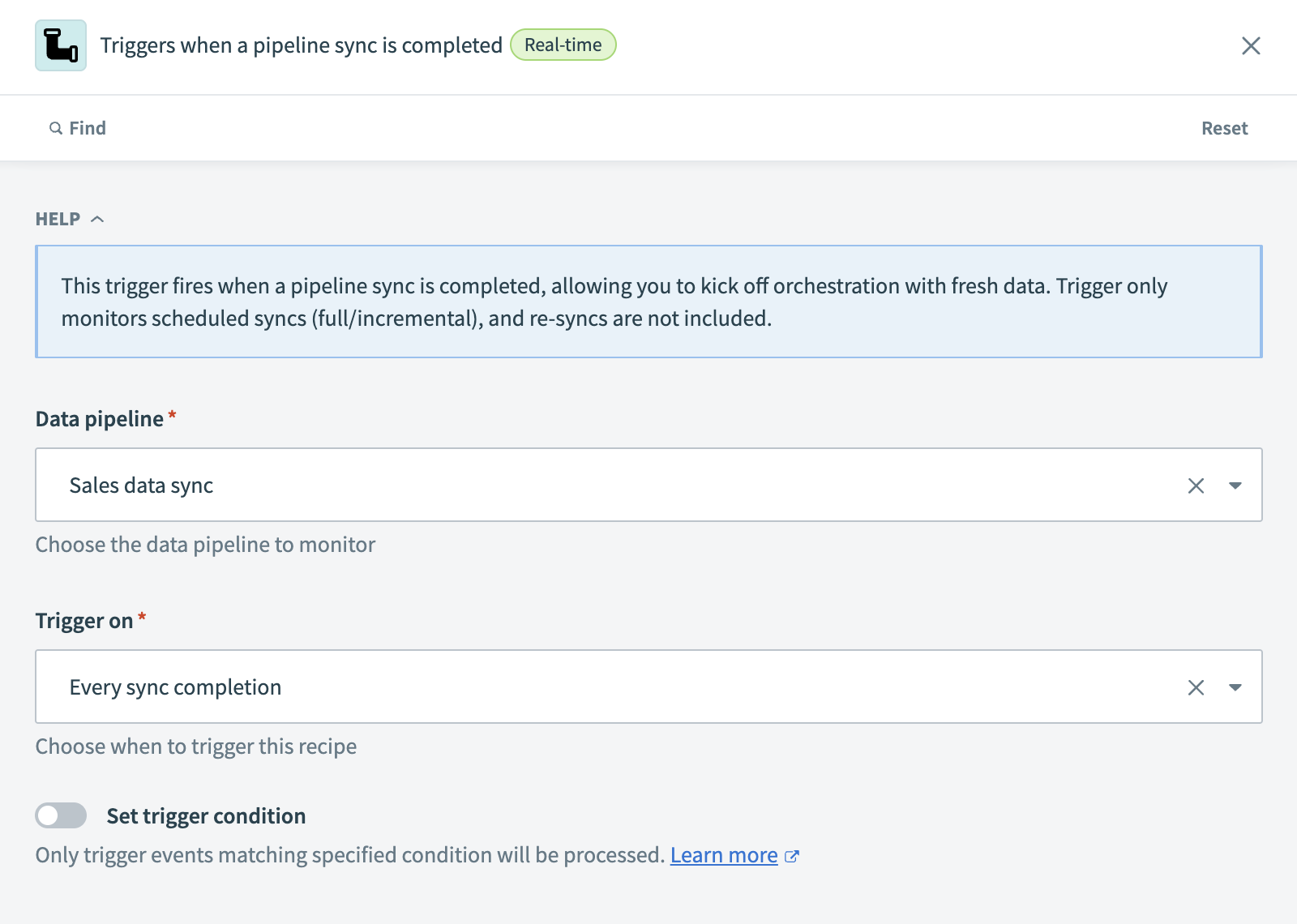 Set up the data pipeline trigger