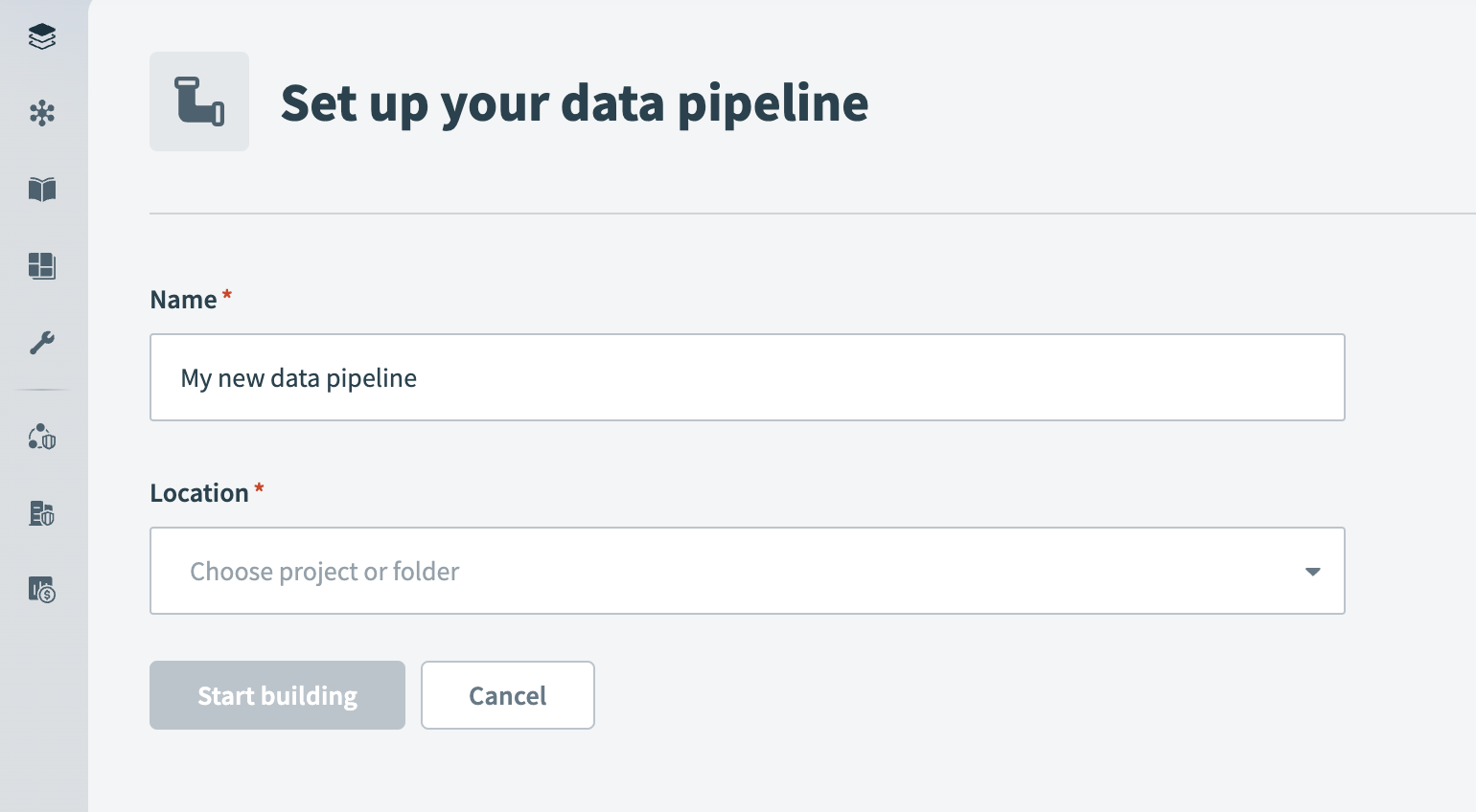 Data pipeline setup