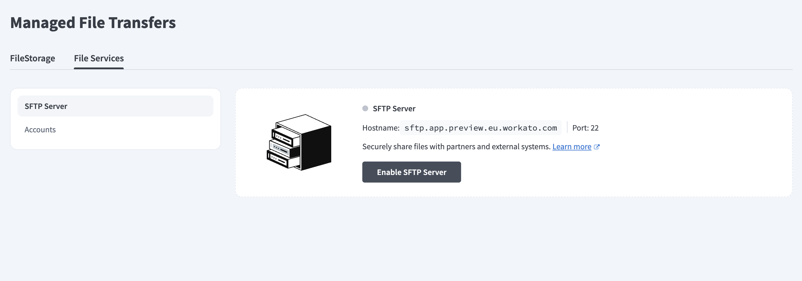 Enable SFTP server