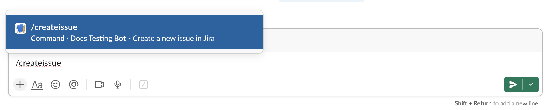 Slash command in Slack