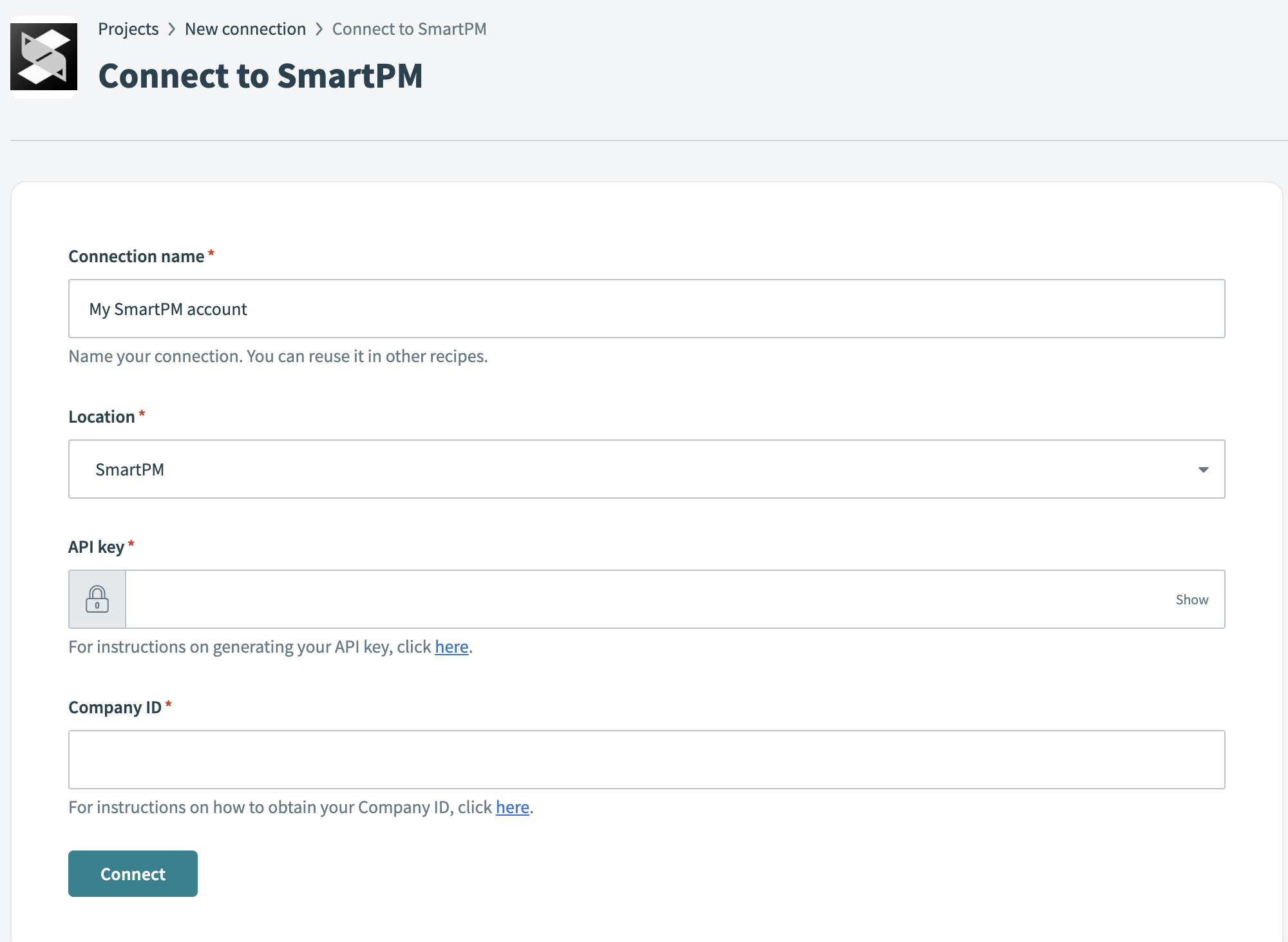 SmartPM connection setup
