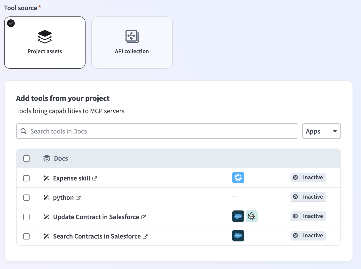 Select your tool source
