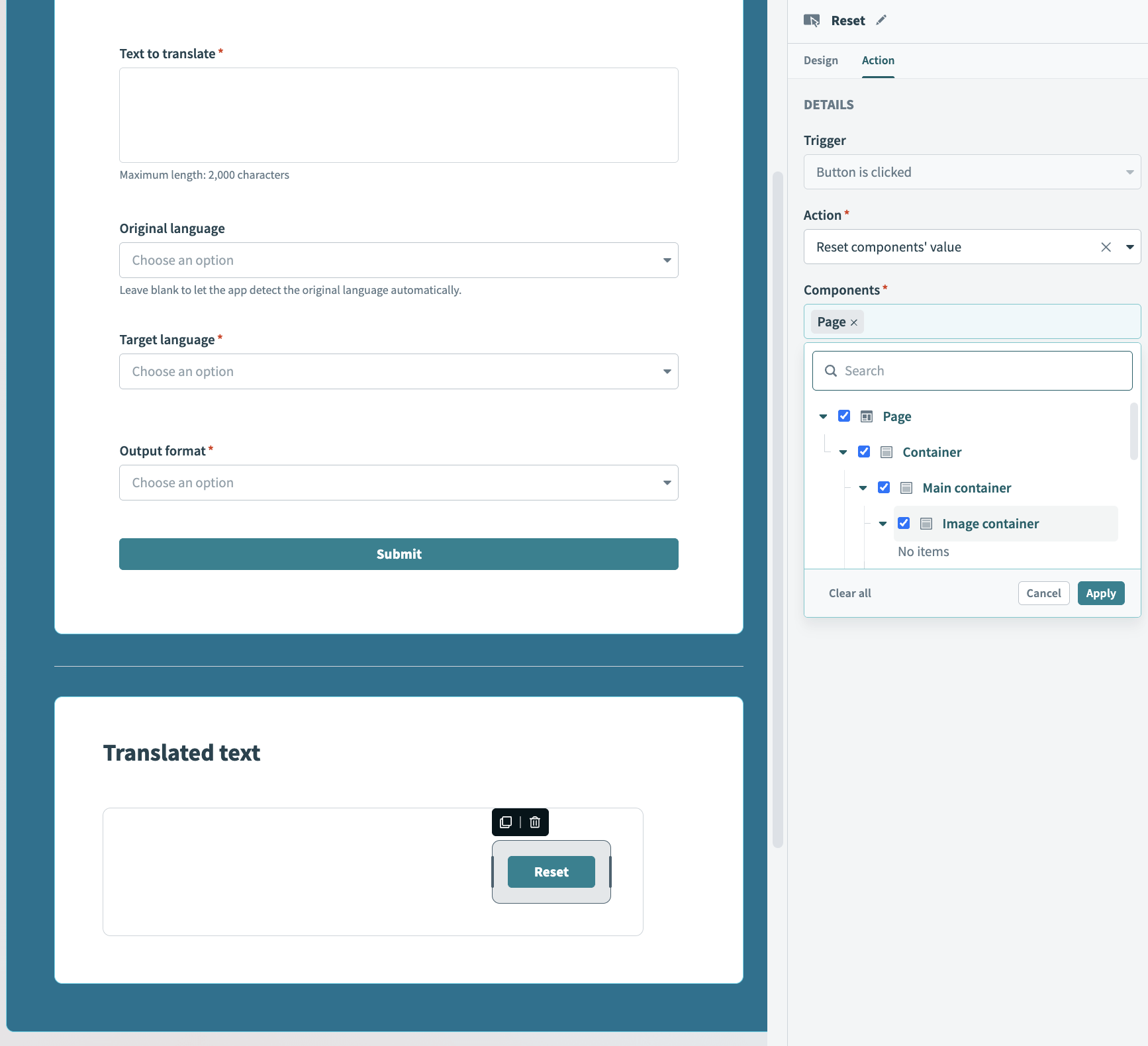 Reset button configuration
