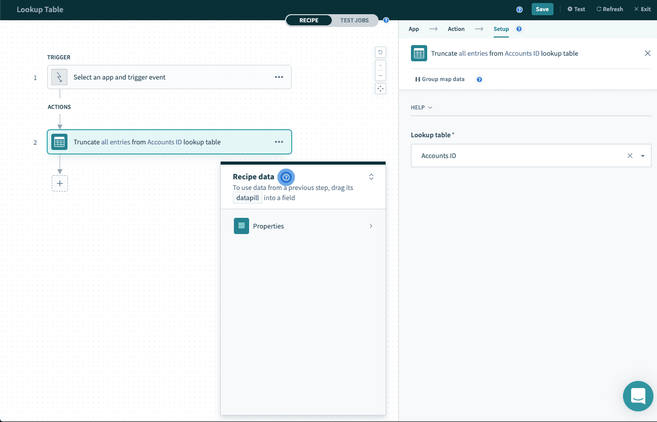 Truncate table アクション