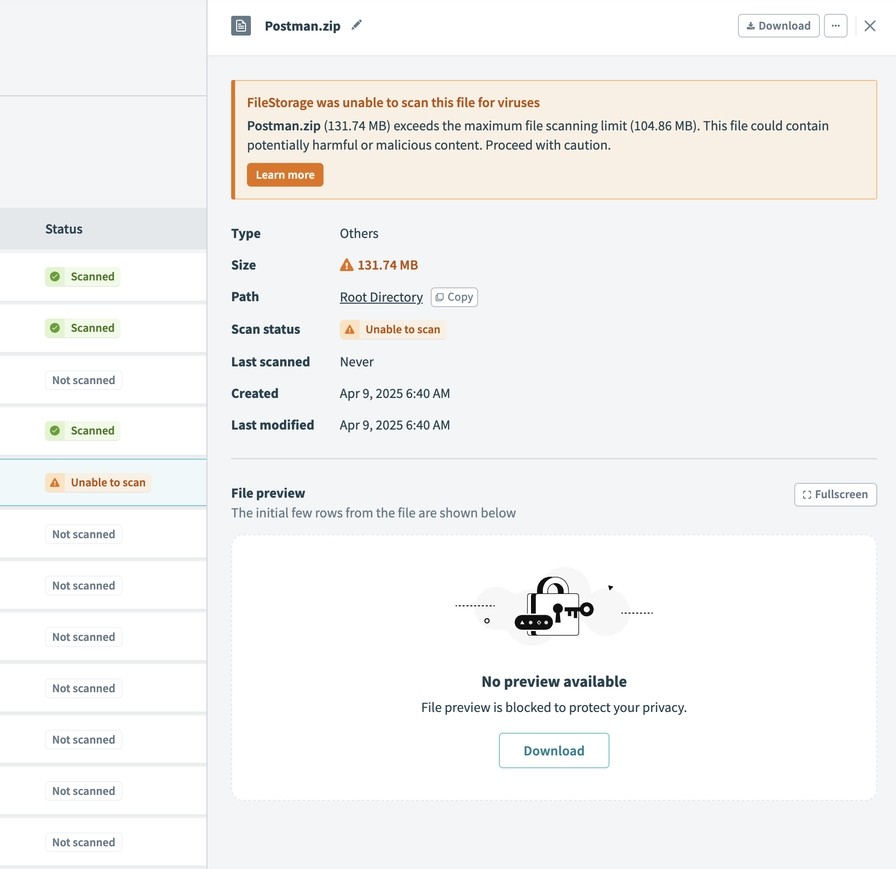 FileStorage root directory