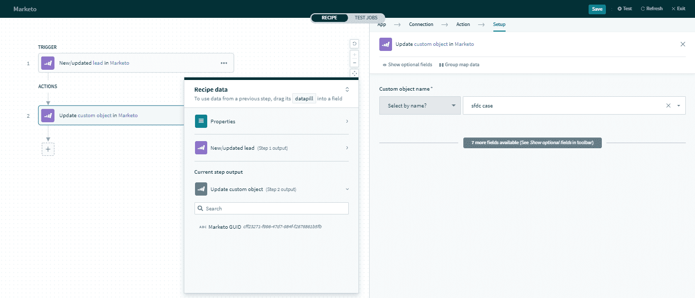 カスタムオブジェクトの更新アクション