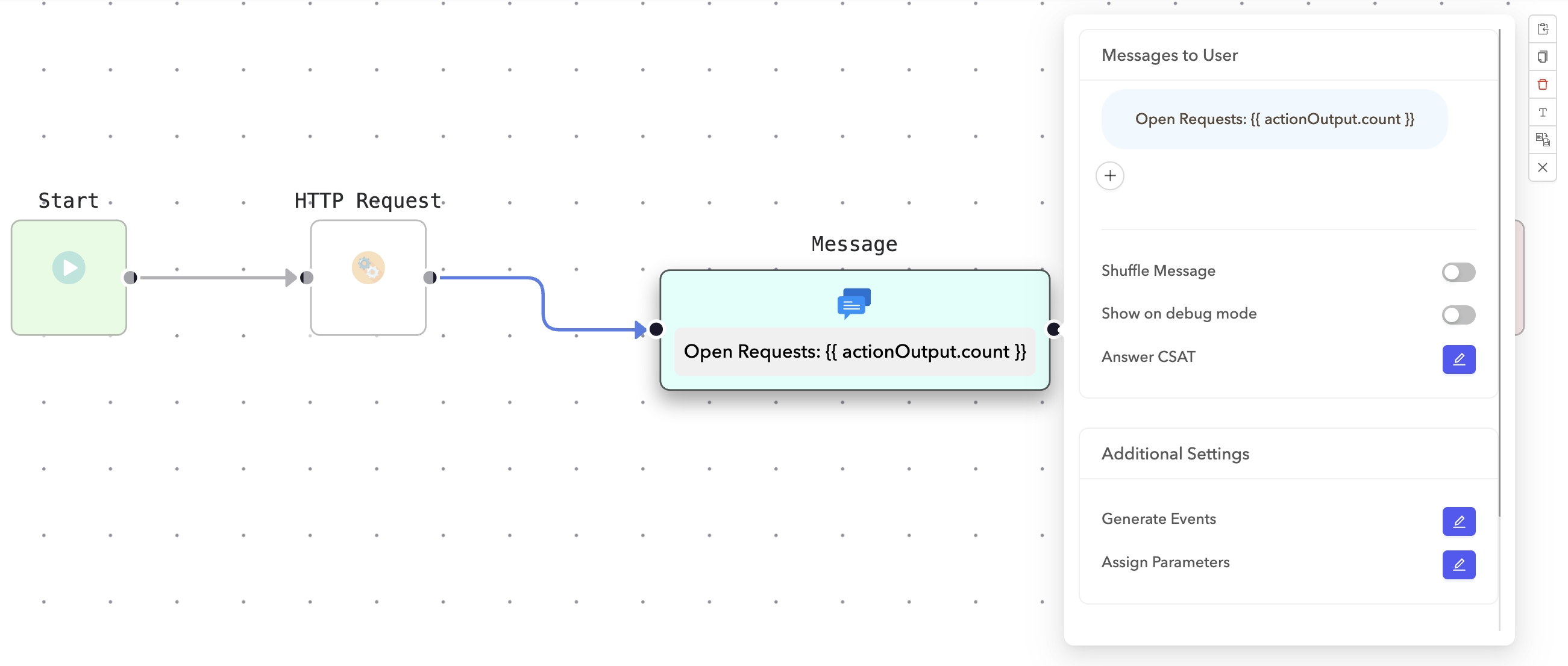 Display the API response in a message