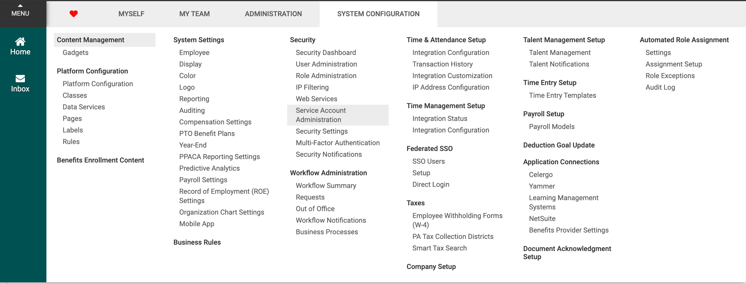 View service accounts