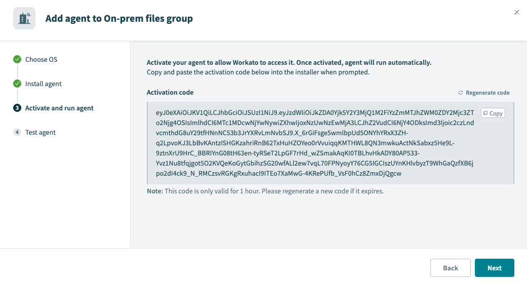 Copy and paste the Activation code