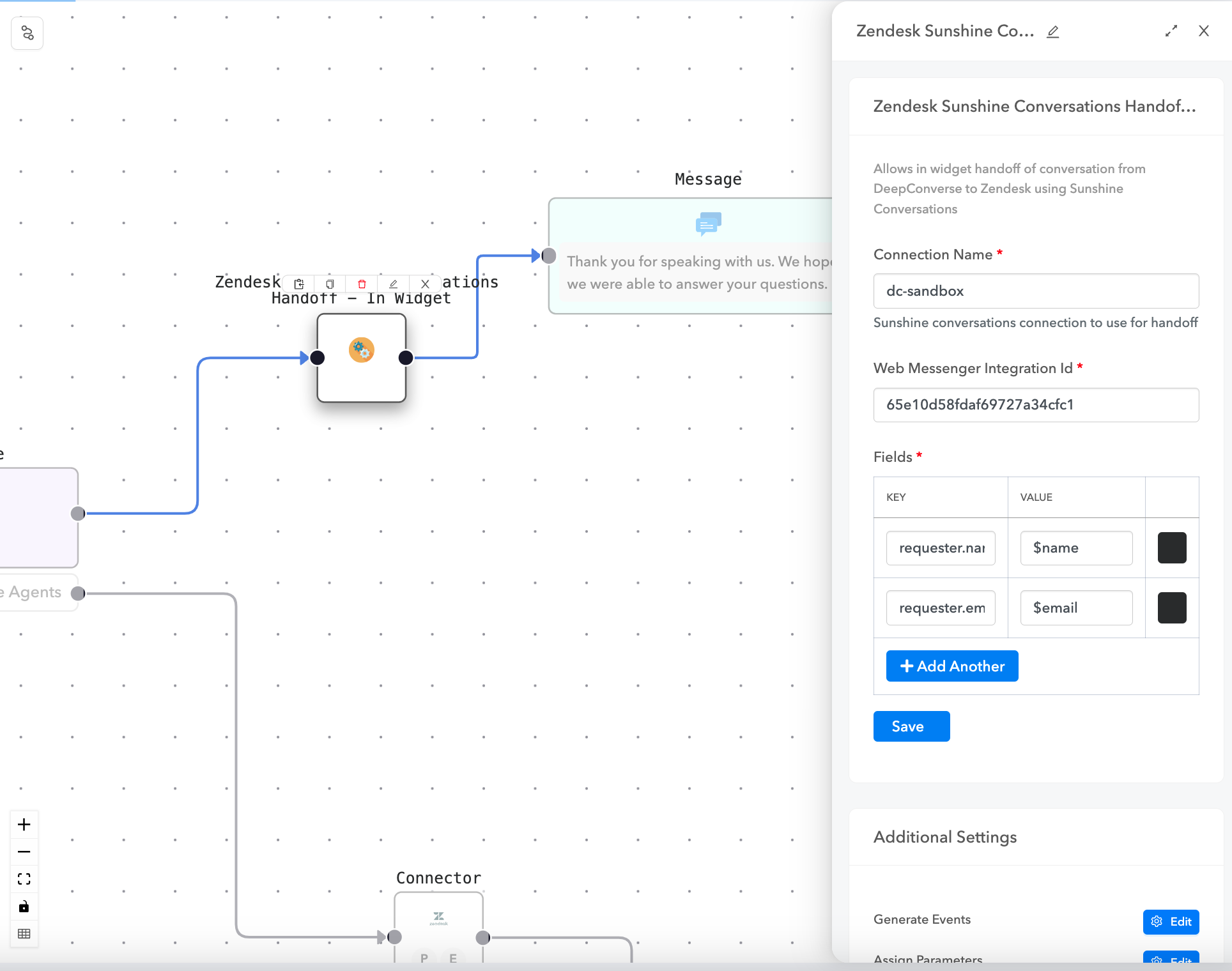 Zendesk Sunshine Conversations Handoff - In Widget