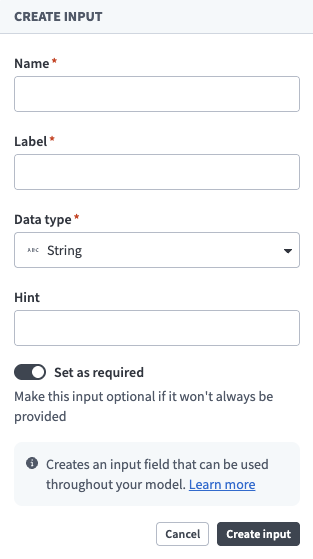 Input field configuration