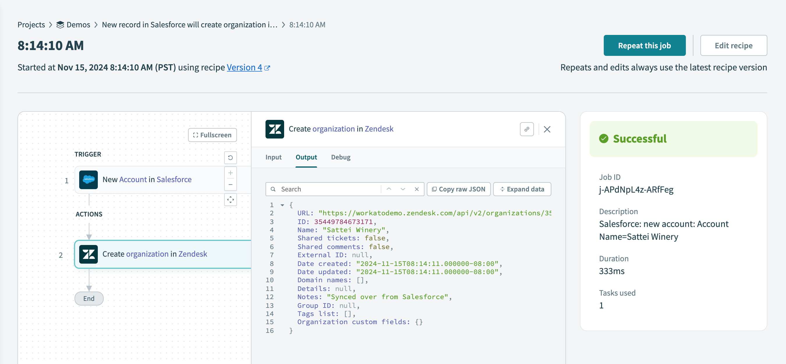 Job details page