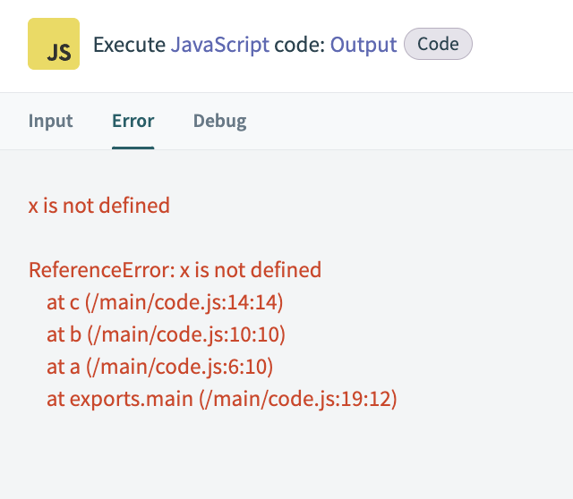 Error stacktrace