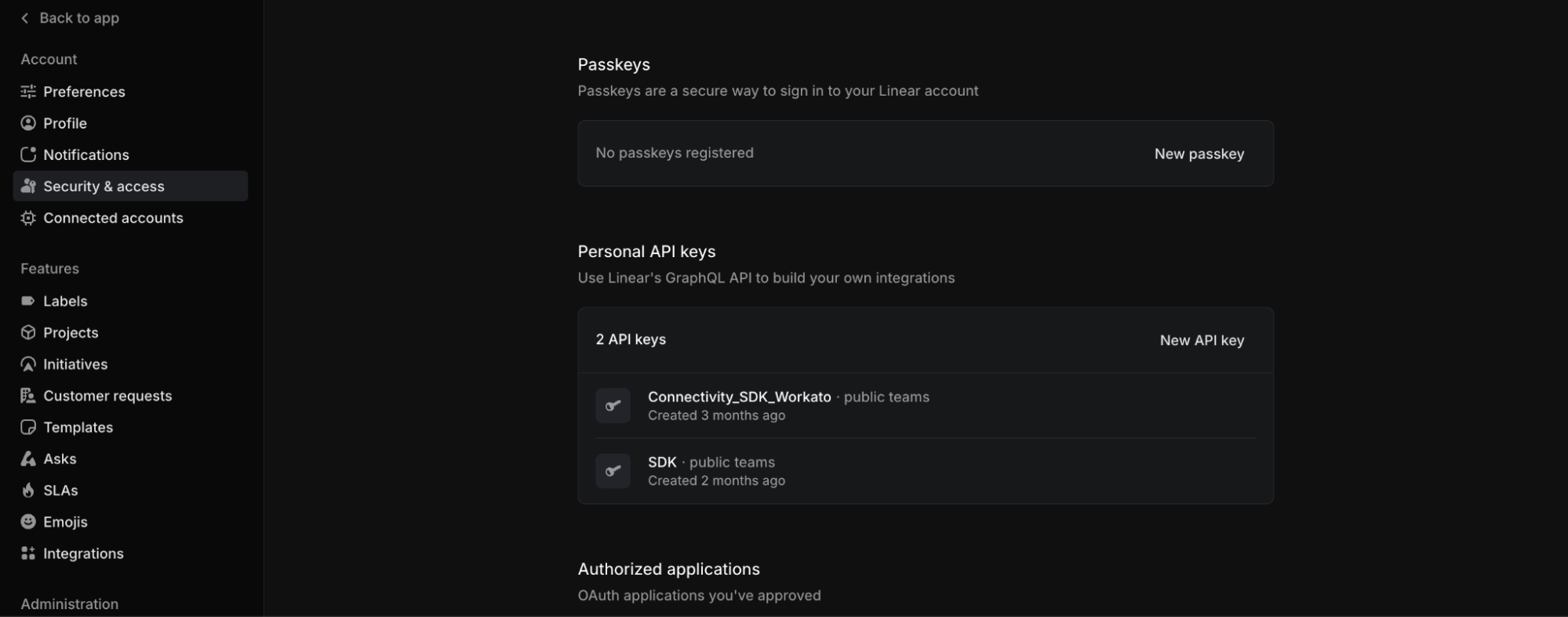 Personal API keys