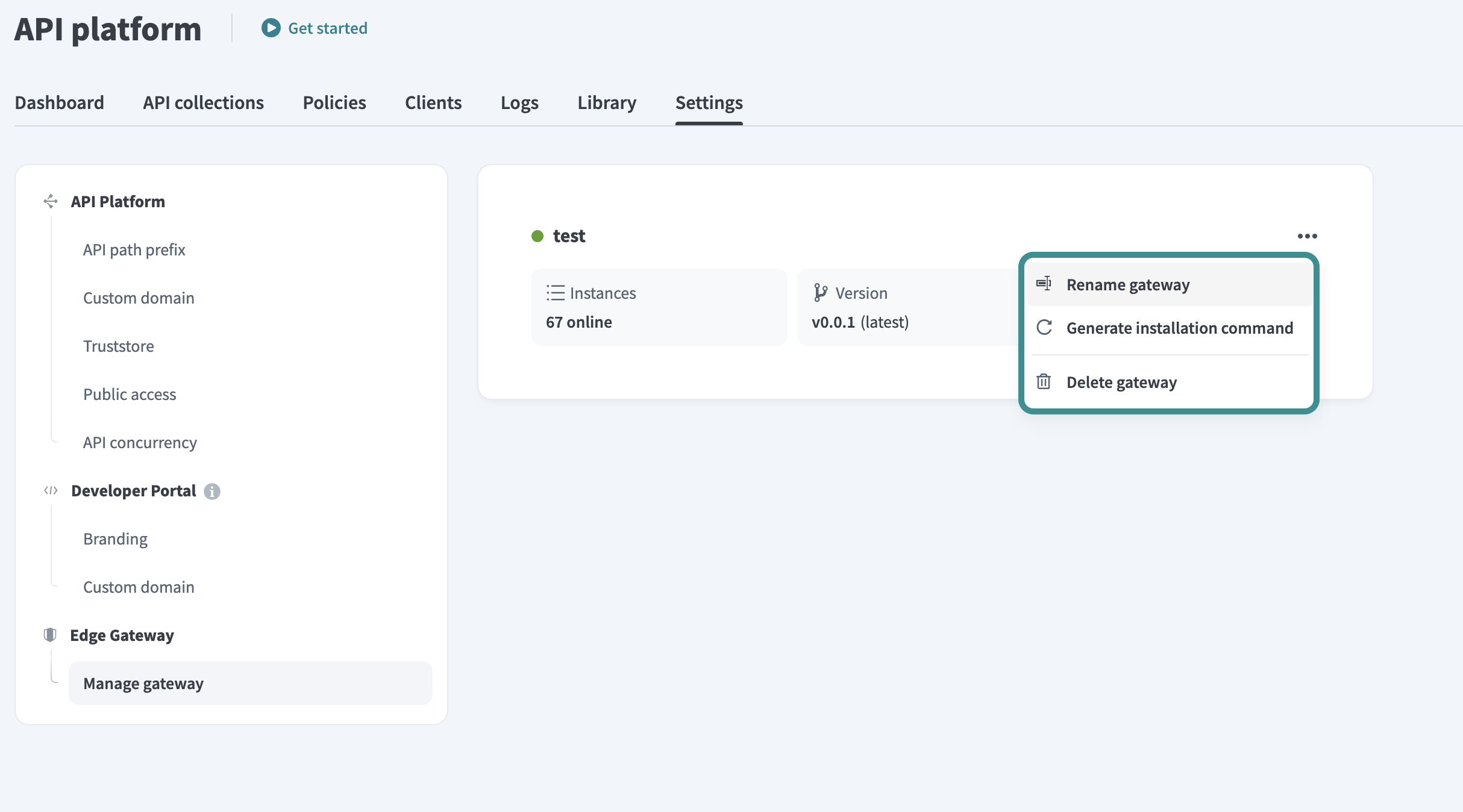 Manage gateway