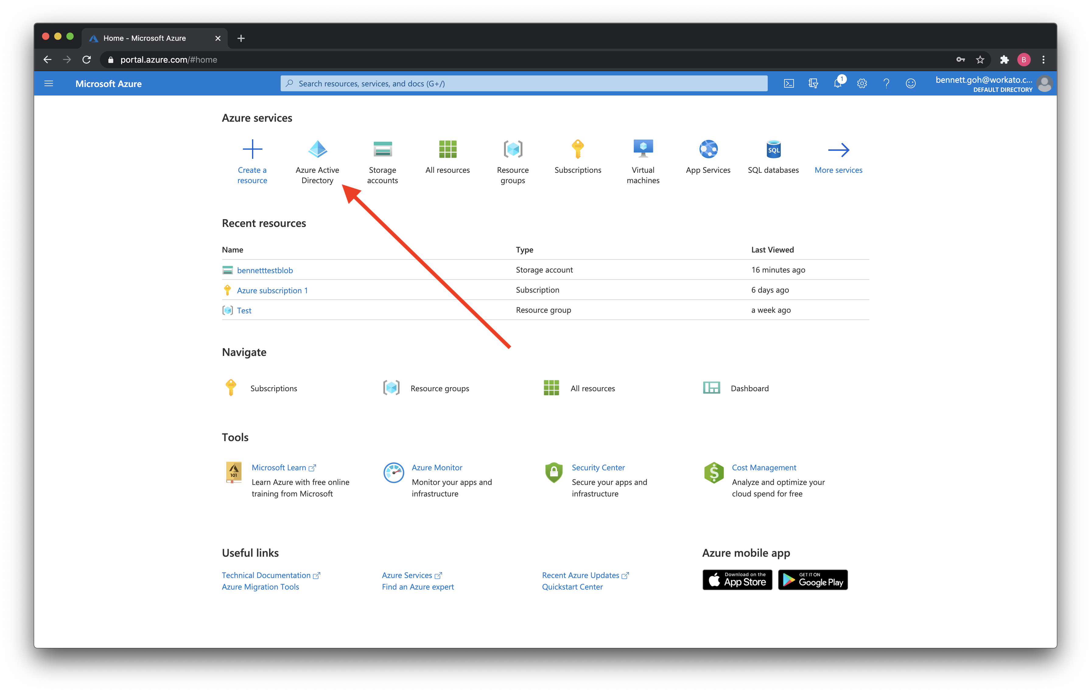 [Azure Active Directory] に移動する