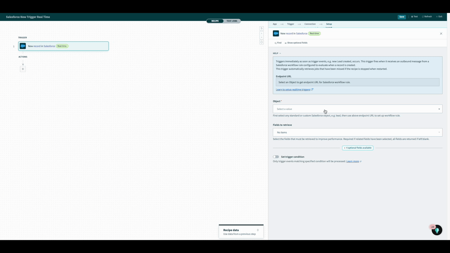 WorkatoがSalesforceフローのエンドポイントURLを生成します