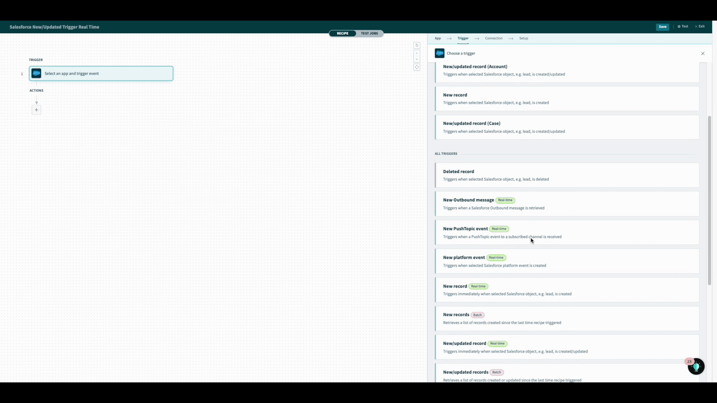 WorkatoがSalesforceフローのエンドポイントURLを生成します