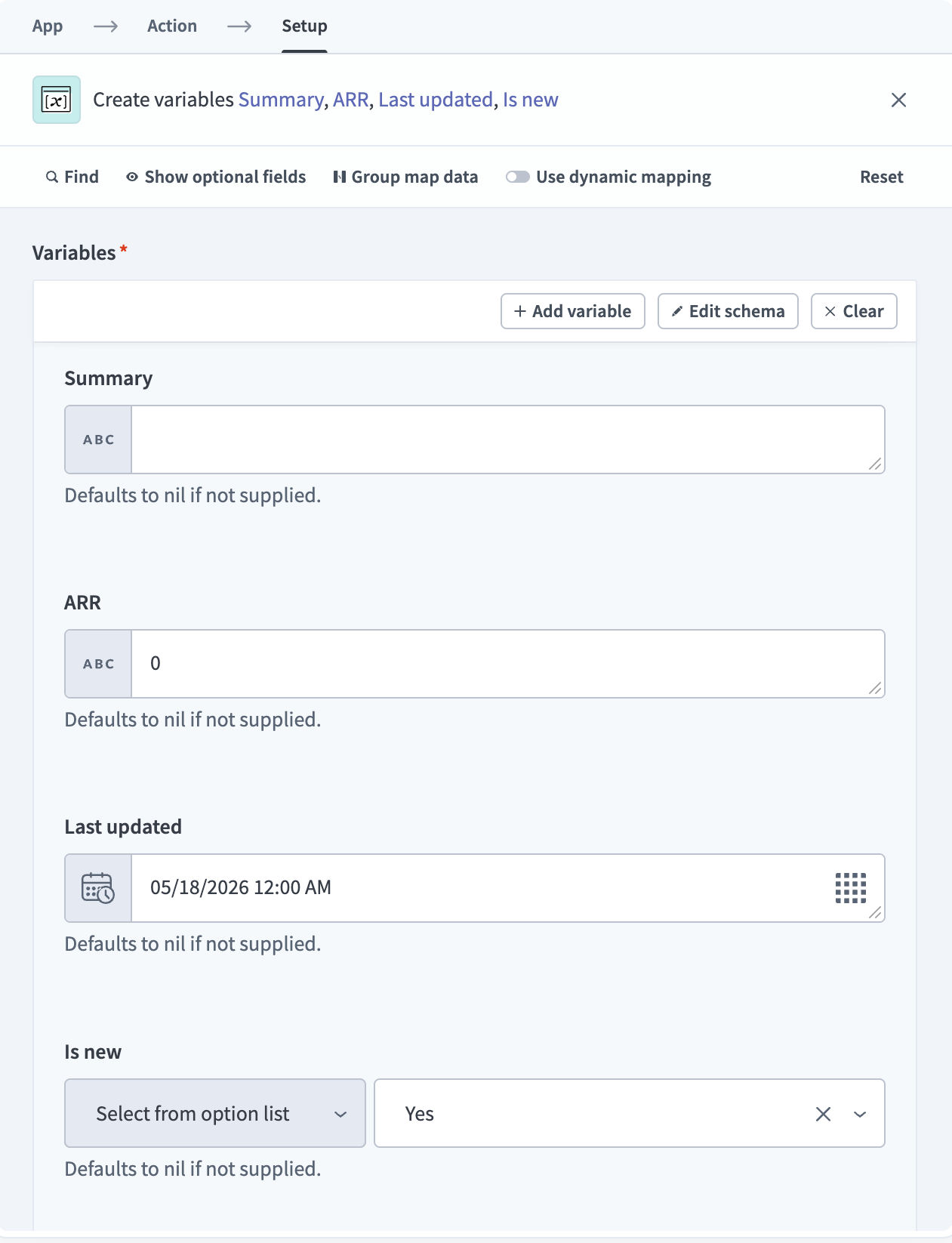 Declare multiple variables