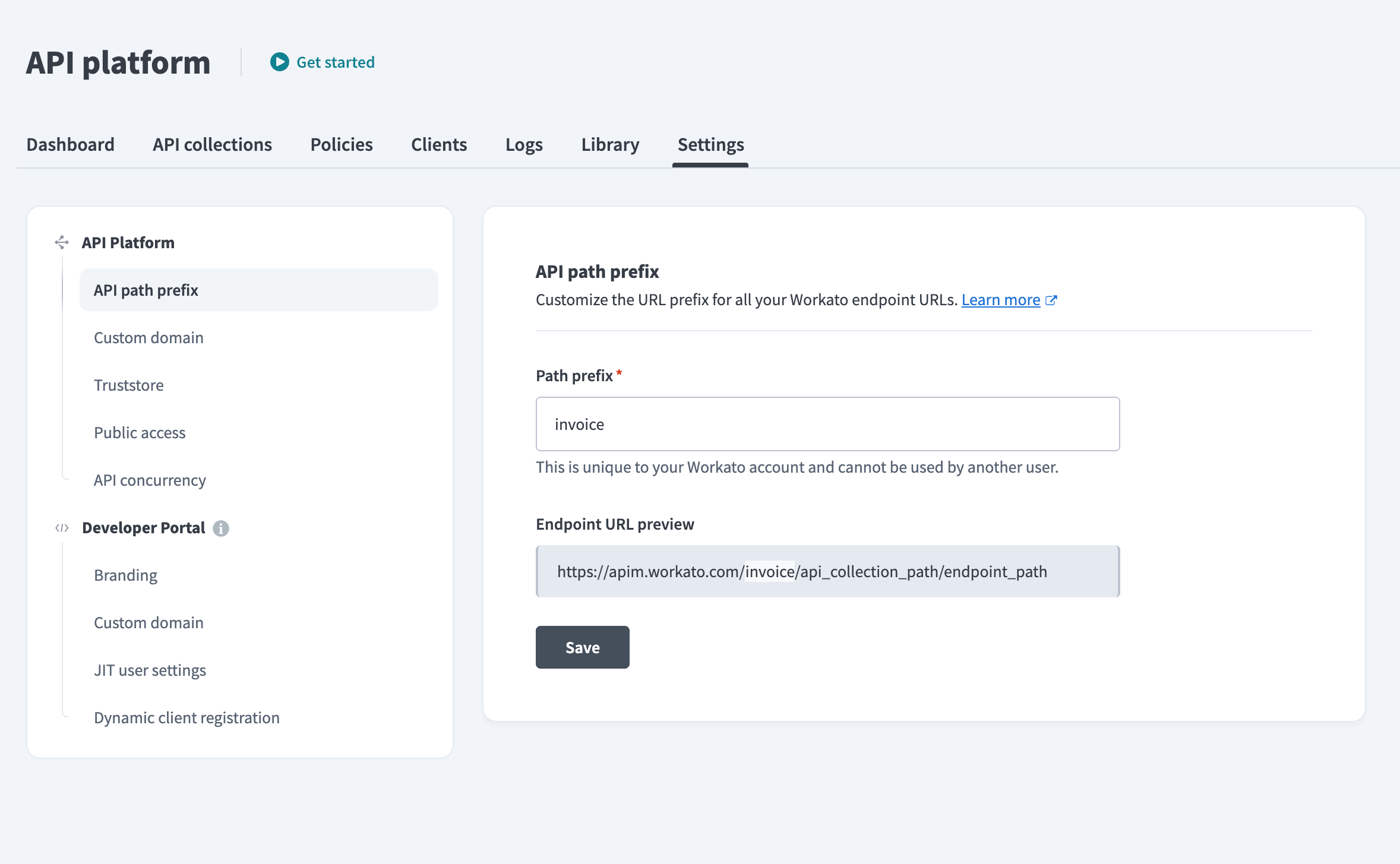 Customize API prefix