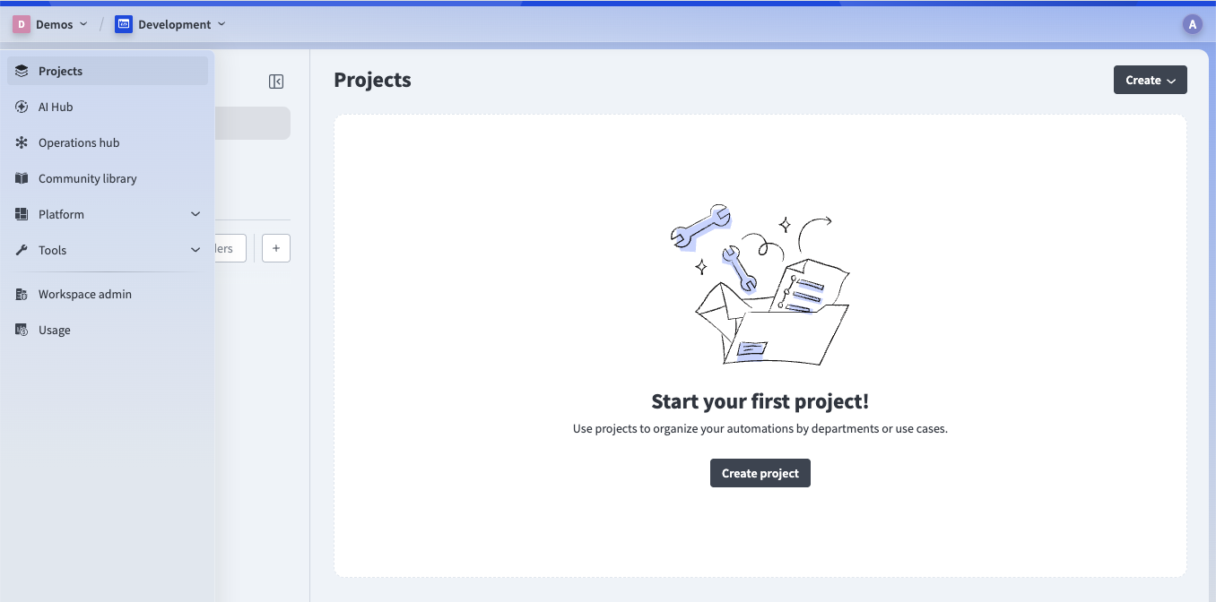 The Projects page