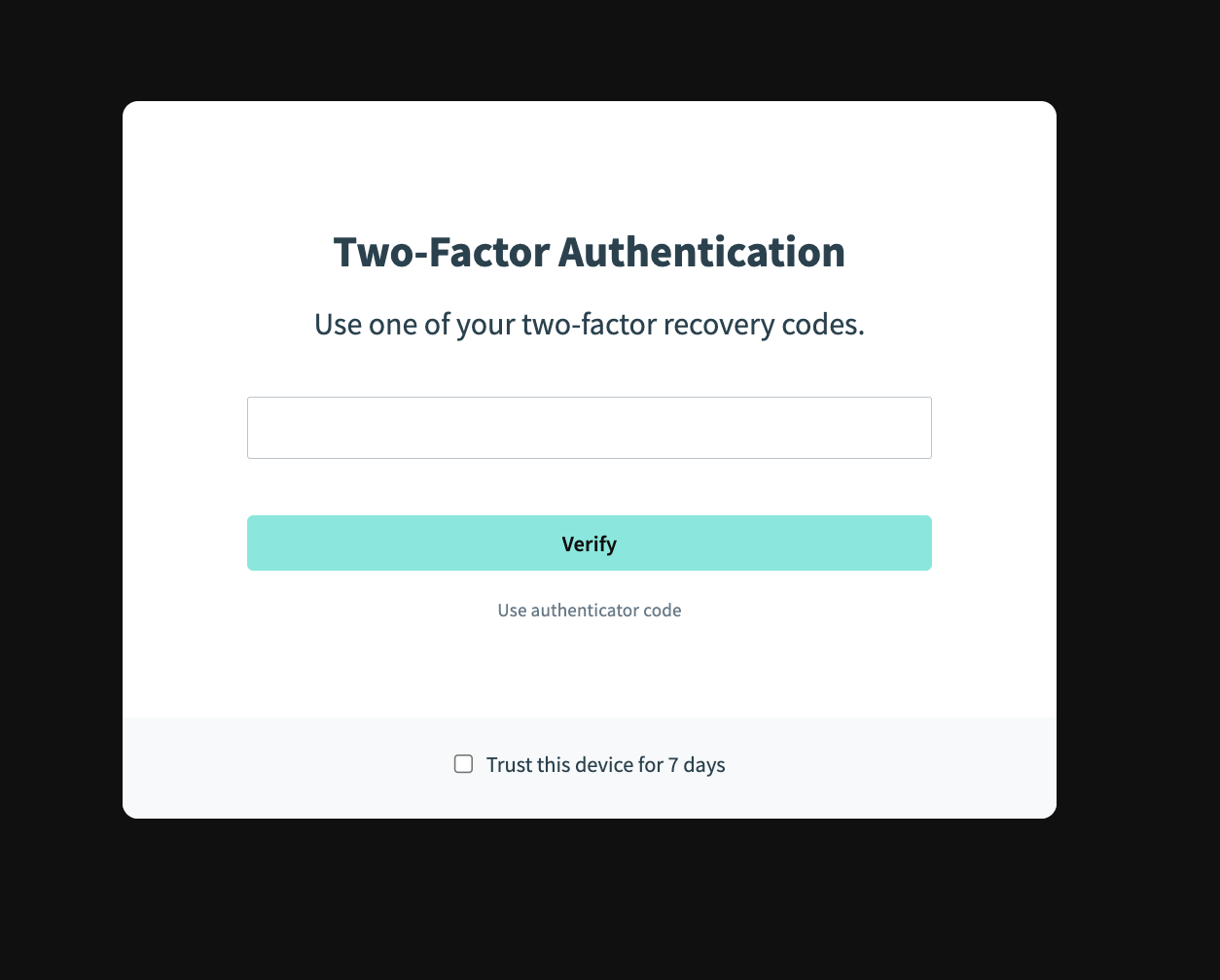 Using recovery code