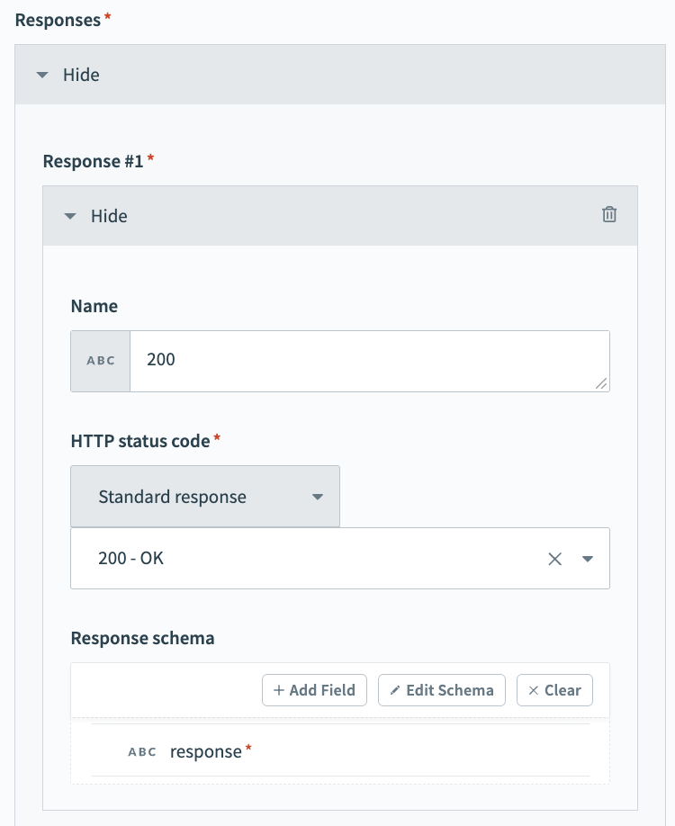 Response schema
