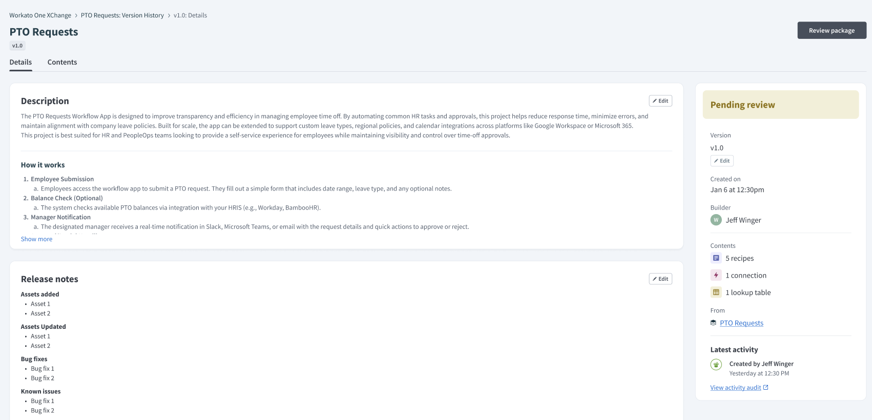 Add package details