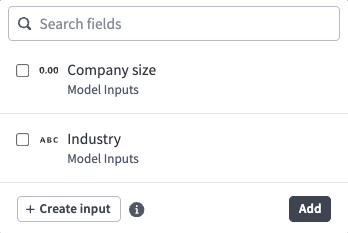 Select fields for the table to evaluate